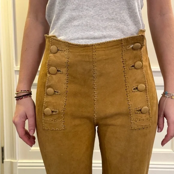 VTG 1970s North Beach Leather Whipstitch Leather Pants Ladies Fit Like Women’s 2 - Picture 2 of 5
